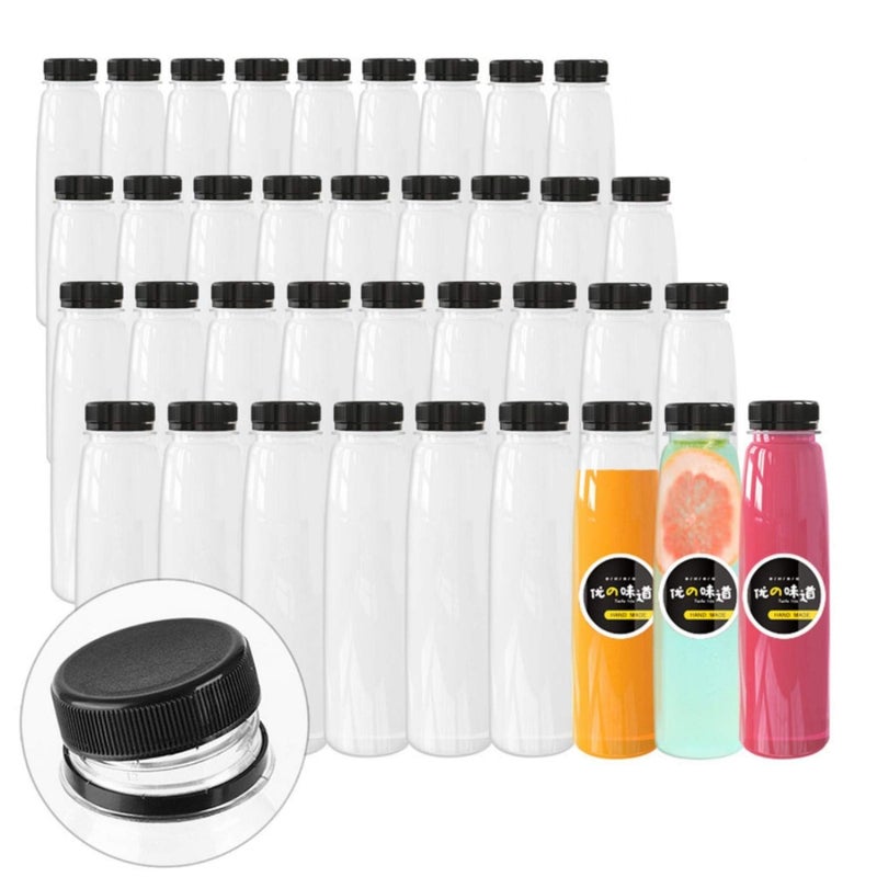 Holotap 48 Pack Empty PET Plastic Juice Bottles 8 OZ Clear Disposable Bulk Plastic Bottles for Liquids with Black Tamper Evident Caps (8 OZ, Black) - Image 1